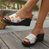 Zapatillas de Mujer Estilo Europeo y Americano con Cuña, Suela Gruesa, Punta Redonda, Punta Abierta, Sandalias de Plataforma Casuales, Talla Grande, Envío Directo