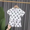 2026 Verano Nuevo Conjunto Infantil para Niños Moda Casual Moderno Elegante Conjunto de Dos Piezas Manga Corta Dibujos Animados