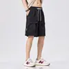 Pantalones cortos de trabajo de seda helada para exteriores para hombre, pantalones cortos deportivos casuales de verano de estilo americano modernos, de secado rápido, finos, holgados, hasta la rodilla