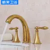 Suministro para emprender ingeniería de construcción de bienes raíces hoteleros estilo europeo dorado Cromo dividido lavabo de ocho pulgadas grifo de tres orificios