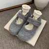 Zapatos Birkenstock de suela gruesa para mujer con aumento de altura interior, zapatos Mary Jane grises forrados de felpa con pelo, zapatos de lana y algodón estilo coreano para uso exterior en invierno