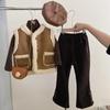 Ropa de Otoño e Invierno para Niñas Estilo Coreano Chaleco de Lana Sintética Cálido Chaleco sin Mangas Grueso Ropa Interior con Forro Polar Pantalones Cálidos Gruesos Modernos