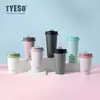TYESO/ Nueva Taza de Café de Cerámica Interior de Alto Valor con Popote de Acero Inoxidable, Doble Uso para Oficina, Vaso de Agua