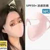 Sentido de diseño de moda japonés y coreano máscara facial 3D tridimensional sin costuras anti-ultravioleta para mujer transpirable de seda de hielo máscara solar