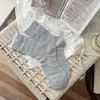 Calcetines de Encaje para Mujer, Calcetines de Media Pantorrilla, Estilo Primavera y Verano, Calcetines de Algodón, Malla Transpirable, Estilo Coreano, Estilo Ballet Ins, Calcetines Arrugados con Botones