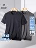 Camisa Masculina de Seda de Gelo com Gola Redonda, Manga Curta, Estilo Fino de Verão, Novo Modelo 2026, Roupa de Verão para Pais de Meia-Idade, Camiseta de Manga Meia-Manga com Bolso