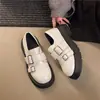 Sapatos Femininos de Couro Pequenos com Solado Grosso Estilo Retrô Francês Mary Jane Par com Saia de Bico Redondo 2026 Preto Novos Mocassins Outono