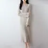 Elegante y Sofisticado Vestido de Punto de Lana para Mujer, 100% Lana Pura, Corte Ajustado, Manga Larga, Vestido Suéter Otoño/Invierno