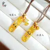 Pingente Coruja Dourada com Incrustação de Diamante, Cobre Eletrodepositado Polido em Relevo, Cachorrinho Dourado, Abacaxi, Pingente Retro de Lua Crescente