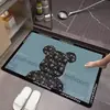 Alfombra de Terciopelo de Cristal Oso Violento de Dibujos Animados Tapete de Piso Absorbente de Secado Rápido para Baño Puerta de Baño Alfombrilla Antideslizante Resistente a Manchas