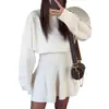 2026 Novo Suéter Casual Resort Europeu e Americano Vestido Curto de Manga Longa Feminino Outono e Inverno Site Independente da Amazon