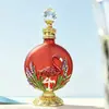 Botella de Aceite Esencial Transfronteriza 30ml Estilo Árabe Esmalte Multicolor Decoración Floral Flamenco Chapado en Oro Aleación Botella para Decantar Perfume