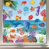 Brup Desenho Animado Vida Marinha Adesivos Estáticos Baleia Golfinho Peixe-Palhaço Adesivos para Janela de Casa Br-Jd2135C