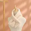 Bufanda de Piel de Conejo Rex para Mujer para Otoño e Invierno Estilo Coreano Linda Engrosada Cálida Estudiante Color Sólido Bufanda Cruzada de Pelo Cuello