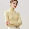 Nuevo Suéter 100% Cachemir Puro Otoño/Invierno 2026 para Mujer, Cuello Alto, Corte Ajustado, Suéter Base de Punto de Color Sólido para Mujer
