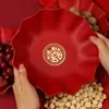 2025 Bandeja Roja de Boda Plato para Tostadas Frutas Redondo Simple de Plástico Té Banquete de Boda Dulces de Boda Juego de Té