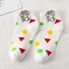 Calcetines de Crayón para Mujer, Dibujos Animados Jacquard de Algodón, Calcetines Bajos para Mujer, Calcetines Cortos de Primavera y Verano, Calcetines de Dibujos Animados Versátiles, Calcetines de Moda INS