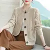 Suéter Outerwear de Tricô Trançado Estilo Retrô para Mulheres 2026 Primavera/Outono Novo Solto Macio Aderente Roupa de Mãe Cardigan de Tricô Top