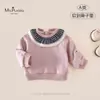 Nueva colección de otoño de ropa infantil de Clase A para bebés y niños pequeños: suave, cómoda, temática de bosque, transpirable, versátil camisa para bebé niña con ribete de encaje y sudadera