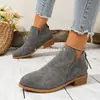 Botas Martin Casuales de Color Sólido con Suela Gruesa y Cierre Trasero, Estilo Europeo y Americano para Adelgazar, Tallas Grandes al por Mayor