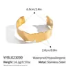 Pulsera Abierta Minimalista Línea de Ola, Acero Inoxidable Electrochapado con Oro de 18K, Joyería Versátil y de Moda para Mujer