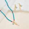 Moda Transfronteriza Collar Colorido con Cuentas Acero Titanio DIY Colgante de Pez Dorado Aretes Colgante Turquesa Cadena Clavícula Collar para Mujer