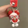 Popular Gato de Dibujos Animados Kt Vestido Cruzado Lindo Colgante de Peluche Llavero de Mochila Decoración de Bolsa Muñeca Juguete Venta al por Mayor