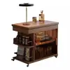 Mesa de Centro de Madera Maciza, Mesa Pequeña Multifuncional Simple, Lateral para Sala de Estar de Apartamento Pequeño, Carrito Móvil para el Hogar, Mesa Lateral para Sofá