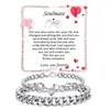 Conjunto de Cadena Cubana con Circonita Incrustada en Forma de Corazón para Pareja Anillo y Pulsera de Acero Inoxidable Lisos Regalo de San Valentín