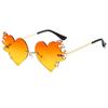 Nuevas gafas de sol personalizadas para hombre y mujer, modernas, con diseño de llamas de amor y diamantes, sin marco y divertidas gafas de moda.