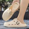 2025 Nuevo Verano Ropa Exterior Resistente al Desgaste Suela Blanda Pareja Zapatos Boken Exterior Puntera Media Pantuflas Casual Zapatos de Hombre Sandalias