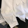 Toma real 2024 principios de otoño francés top diseño sensación hermosa industria pesada camisa pequeña blanca camisa de flores tridimensionales ropa de mujer