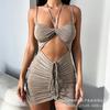 Vestido de verano para mujer, estilo Spice Girls, sexy, con tirantes para el cuello, espalda descubierta, ajustado y con riñonera, estilo europeo y americano, 2025