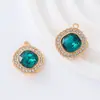 Novo pingente quadrado de liga de diamante único pendente de vidro colorido acessórios para colar pulseira pingente de gota d'água atacado