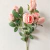 Flor Artificial de Alta Qualidade Amarrada à Mão Única Rosa com Borda de Coca 7 Cabeças Ornamentos Decorativos para Sala de Estar Retro Luxo Leve Casamento Europeu