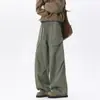Pantalones Cargo Plisados Estilo Americano para Hombre, Tendencia Primavera y Otoño Estilo High Street para Parejas, Bolsillo Grande Pierna Ancha Holgados Largos hasta el Suelo