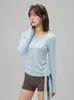 Ropa de Yoga Otoño Invierno Adelgazante Favorecedor Casual Top Deportivo para Mujer Diseño de Lazo Lateral Moda Fitness Deportivo Manga Larga