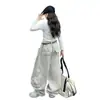 Conjunto de Ropa para Niñas Primavera y Otoño 2026 Nueva Moda Estilo Coreano Casual Camisa a Cuadros y Pantalones Cargo Set para Niños Mayores