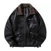Talla europea M-5XL, chaqueta de cuero retro americana transfronteriza color café, nueva colección otoño/primavera para hombre, diseño corto elegante y genial