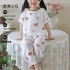 Pijama para Niños de Gasa de Algodón de Bambú Clase a Primavera y Verano Ropa de Casa para Niñas Verano Ropa Fina Acondicionada para Niños y Bebés