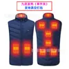 Colete de aquecimento de inverno novo controle duplo onze zonas aquecimento elétrico colete masculino carregamento USB três controles ajuste de temperatura traje de aquecimento