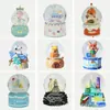 Adorno de Caja de Música de Bola de Cristal de Resina Personalizado, Globo de Nieve Navideño con Caída de Nieve Automática Giratoria, Artesanía de Resina