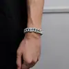 Pulsera Cubana Nariz de Cerdo Burbuja Tres-a-Uno de 15 mm Europea y Americana Pulsera de Zirconia Hip-Hop de Moda para Hombre Joyería al por Mayor
