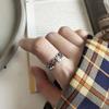 Anillo abierto de sonrisa de la suerte para mujer, anillo de carita sonriente de plata lisa retro igual al de la red, anillo ins de la Puerta Este al por mayor