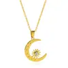 Colar Lua Estrela Feminino Luxo Leve Nicho Personalidade Versátil Corrente de Diamante Lua Estrela Pingente Joias Atacado