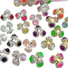 Cuentas de Sirena Coloridas con Flor de Tres Pétalos Incrustada de Diamantes Base de Flor de Aleación Base de Flor de Mariposa Accesorios para Ensartar Cuentas Espaciadoras para Pulseras y Collares DIY