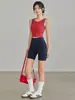 Traje deportivo de fitness de alta intensidad con chaleco de entrenamiento para correr y yoga a prueba de impactos integrado y pantalones cortos para uso al aire libre en verano