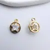 Colgante de Estrella Pequeña con Baño de Oro que Conserva el Color, Encaje de Estrella de Cinco Puntas, Doble Colgante, Colgante para Pulsera, Collar, Joyería