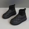 KT2819 Nuevos Zapatos de Invierno 2024 Gruesos de Color Sólido Cálidos de Caña Alta para Mujer Estudiante Sencillos Forrados de Felpa Aumentados Zapatos de Algodón