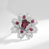 Broche de Flor con Incrustaciones de Circonita, Pin de Solapa para Chaqueta de Traje Lujoso y Elegante, Moda de Alta Gama